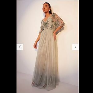 Boohoo Taupe Beaded Dress